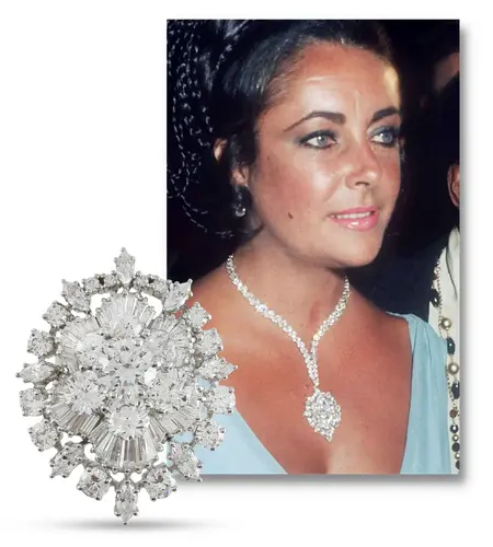 Cluster Round Baguette Brooch Pin